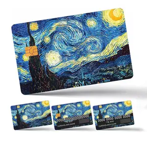 Starry Night Themed Artistic Credit Card Skin Sticker, 4 Counts Ultra-thin Waterproof Scratch Resistant Card Sticker, Personalized Bank Card Skin Protector, Art Stickers, Sticker Set