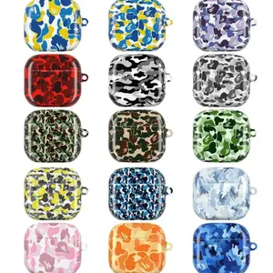 Camouflage Ape Case, For AirPods 1 2 3 4, Pro 1 2 3 & Max, Streetwear Style Cover, Full Shockproof Protection, Durable Silicone Case, Cool Gift