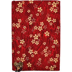 BLBMH Handmade A5 Book Cover | Fixed Non-Stretch Fabric Sleeve with Bookmark | Notebook Journal Bible | 5.5x8.3 Small Gift for Women - Red Cherry Blossoms