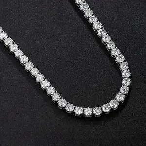 5mm Moissanite Tennis Necklace For Women Men, 925 Sterling Silver Full Moissanite Necklace For Women Men, D color VVs1 Round Cut, Fashion Jewelry Gifts for Women Men Girls, Holiday Birthday Christmas Easter Gifts For Ladies Mother Father Men Boys