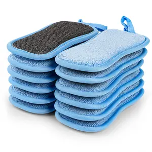 12 Pack Multi-Purpose Scrub Sponges Kitchen, Dish Sponge, Non-Scratch Microfiber Sponge for Efficiently Cleaning Dishes, Pots, and Pans, and More