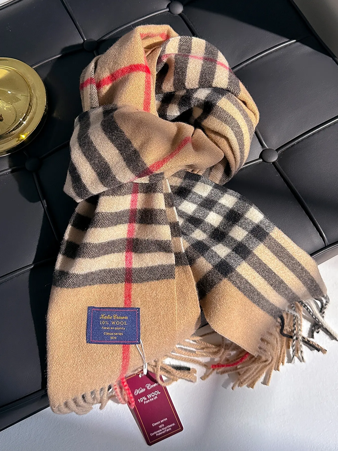 Women's Plaid Print Textured Blanket Scarf with Fringe Decoration, Warm & Comfortable Fall/winter Accessory, Fashionable Boho Style for Women & Girls