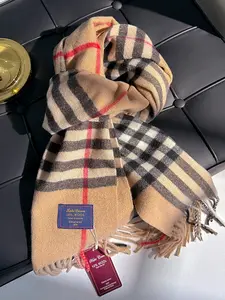 Women's Plaid Print Scarf with Fringe Decoration, Warm & Comfortable Fall/winter Accessory, Fashionable Boho Style for Women & Girls