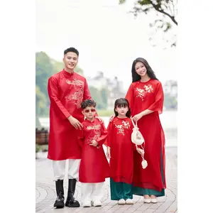 Red An Xuan Matching Family Ao Dai | Áo Dài Gia Đình O64