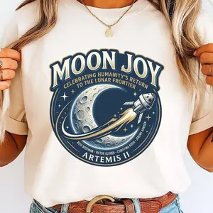 Moon Joy Artemis II Shirt Lunar Mission T-Shirt, Crewed Moon Flyby Graphic Top, Humanity Returns to the Moon Gift, Unisex Comfort Colors Tee