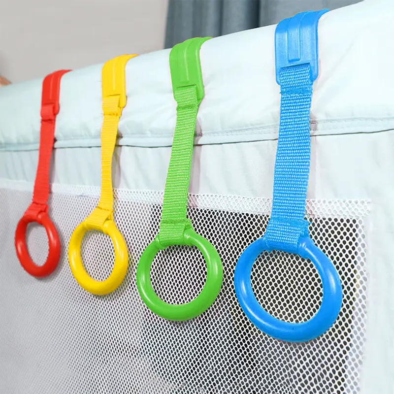 Baby Pull Up Rings - Bisphenol A (BPA)-Free Baby Walking Trainer, Multipurpose Hanging Support for Playpen, Crib, Toddler Standing Aid, Indoor Play