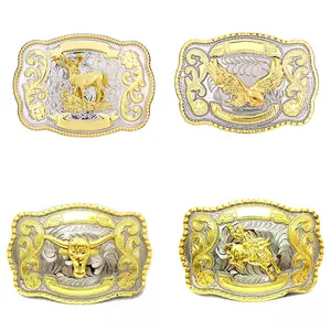 Large Gold Western Belt Buckle Featuring Praying Cowboy & Mexican Eagle – Classic Rodeo Flair for Men and Women