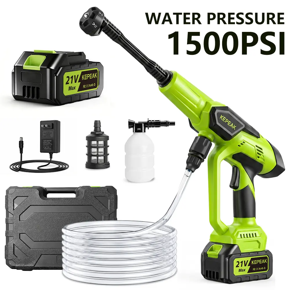 【SUMMER SALE】KEPEAK  1500PSI Portable Cordless Car Wash Spray Gun High Pressure Car Wash Jet Spray Head, Electric Cordless High Pressure Washer, for Valentine’s Day Gift SummerVibes