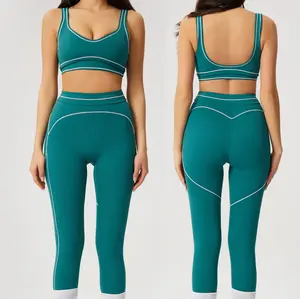 Womens Workout Sets 2 Piece Seamless Yoga Outfits Tank Top High Waist Leggings Butt Lifting Gym Set