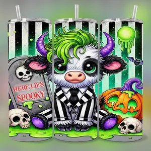 Beetlejuice Baby  Cow 20 oz Tumbler - BPA Free, stainless steel, Leak proof, durable, with clear lid