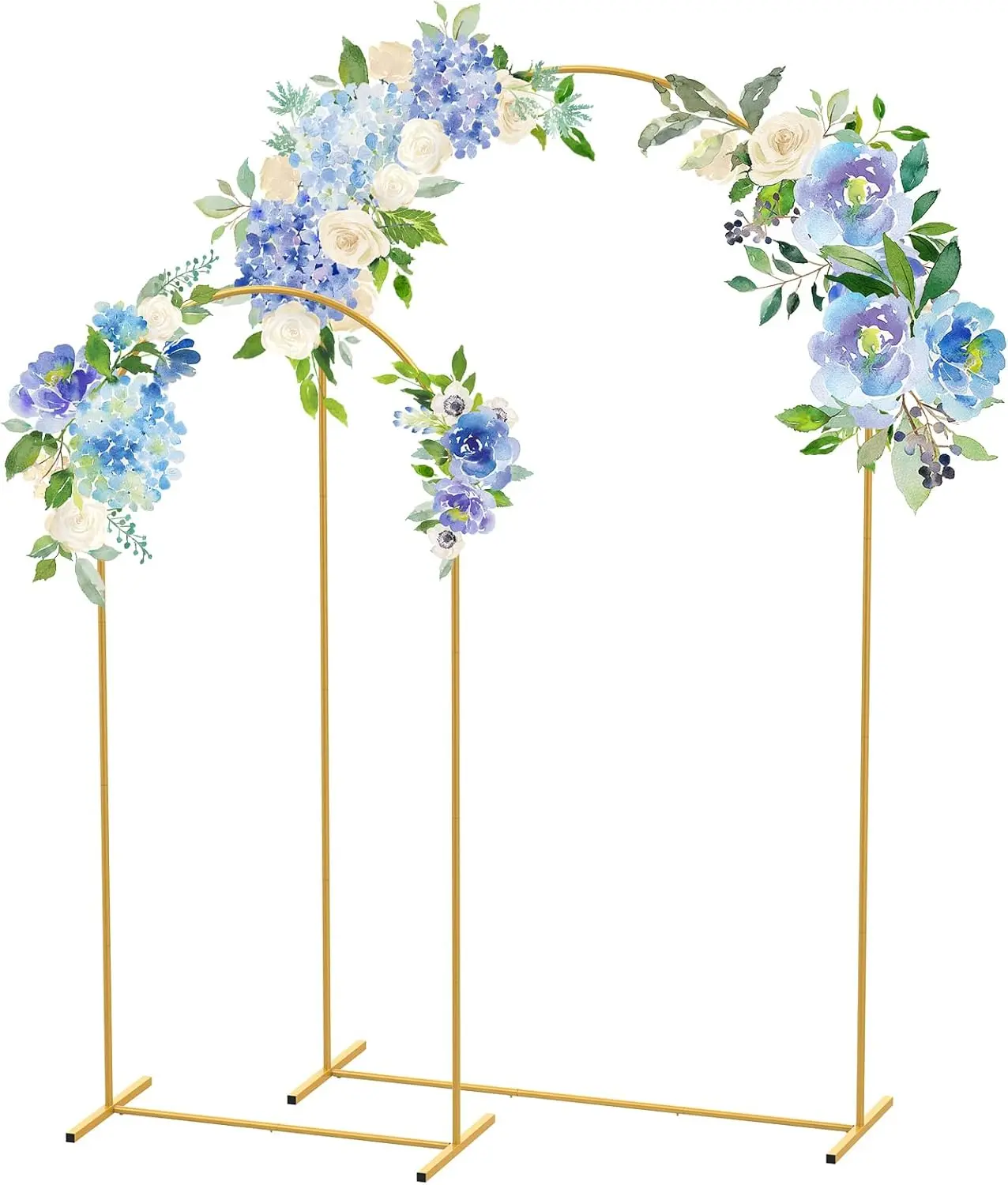 Metal Gold Arch Backdrop Stand Set of 2, Garden Arch Decoration for Graduation Ceremony, Floral Birthday Party Round Balloon Banners
