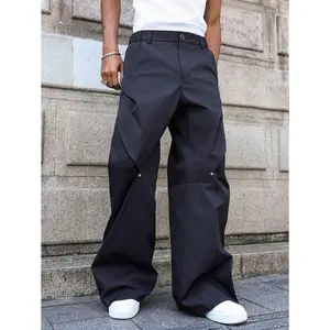 (Gold promotion)Manfinity Streetrush Men's Casual Mixed Rivet Wide Leg Pants Men S Wide Leg Pants Pants Streetwear Men Work Pants Black Work Pants Men Streetwear Men Pants
