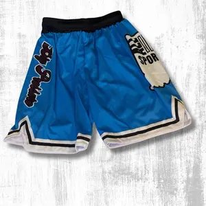Big Pressure Shorts - Blue with Black and White Trim, Black Drawstring Waistband, Sporty Look for Men - Man, Menswear