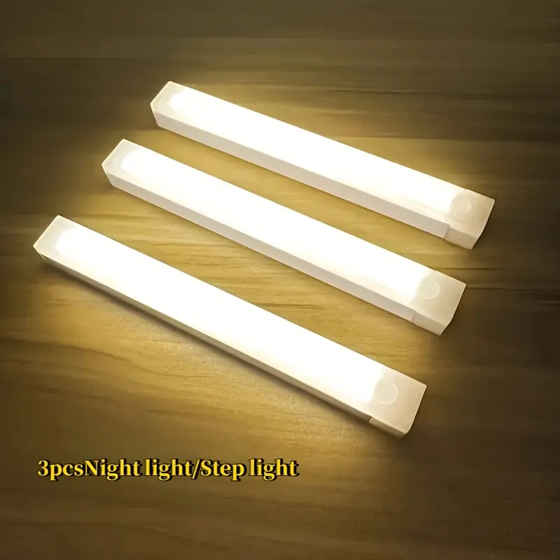 3-Pack - Warm Light Human Motion Sensor LED Sports Sensor Lights,automatic lighting,father day gift,lamp factory,suitable for stair lighting, ambient lighting effects, stylish design, smart USB rechargeable illumination