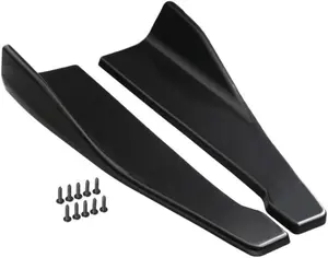 Pair of Car Rear Bumper Lip Diffuser Splitter, Universal Side Skirt Spoiler,Wrap Angle Protector,Bumper Lip Body Kit (Black)