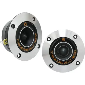 Mr. Dj USA HDT800S Pair 4-Inch Aluminum Bullet Titanium Horn Tweeter Driver (Chrome)