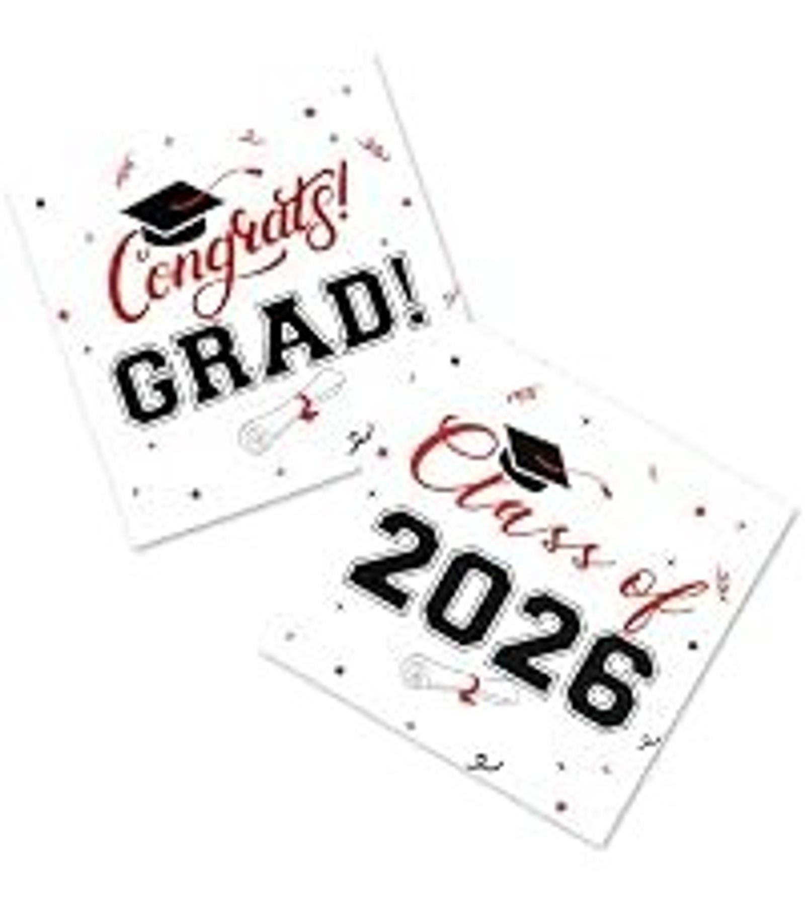 Graduation Cocktail Napkins Class of 2026 80 Pack Congrats Grad Disposable Paper Napkins for College High School Graduation Party Decorations 5x5 Inch Red