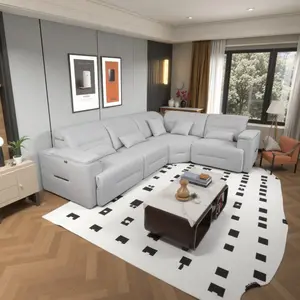 122.05" 5-Piece L-Shaped Sofa,Multi-Functional Bluetooth Speaker Sofa With USB Port and Storage,Pull-Out Sofa,Adjustable headrest,Chaise For Living Room,Bedroom,Office,Spacious and Stylish Sectional for Living Room