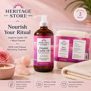 Heritage Castor Oil + Wool Flannel Bundle — Complete Castor Pack Kit — Traditional Wellness Ritual