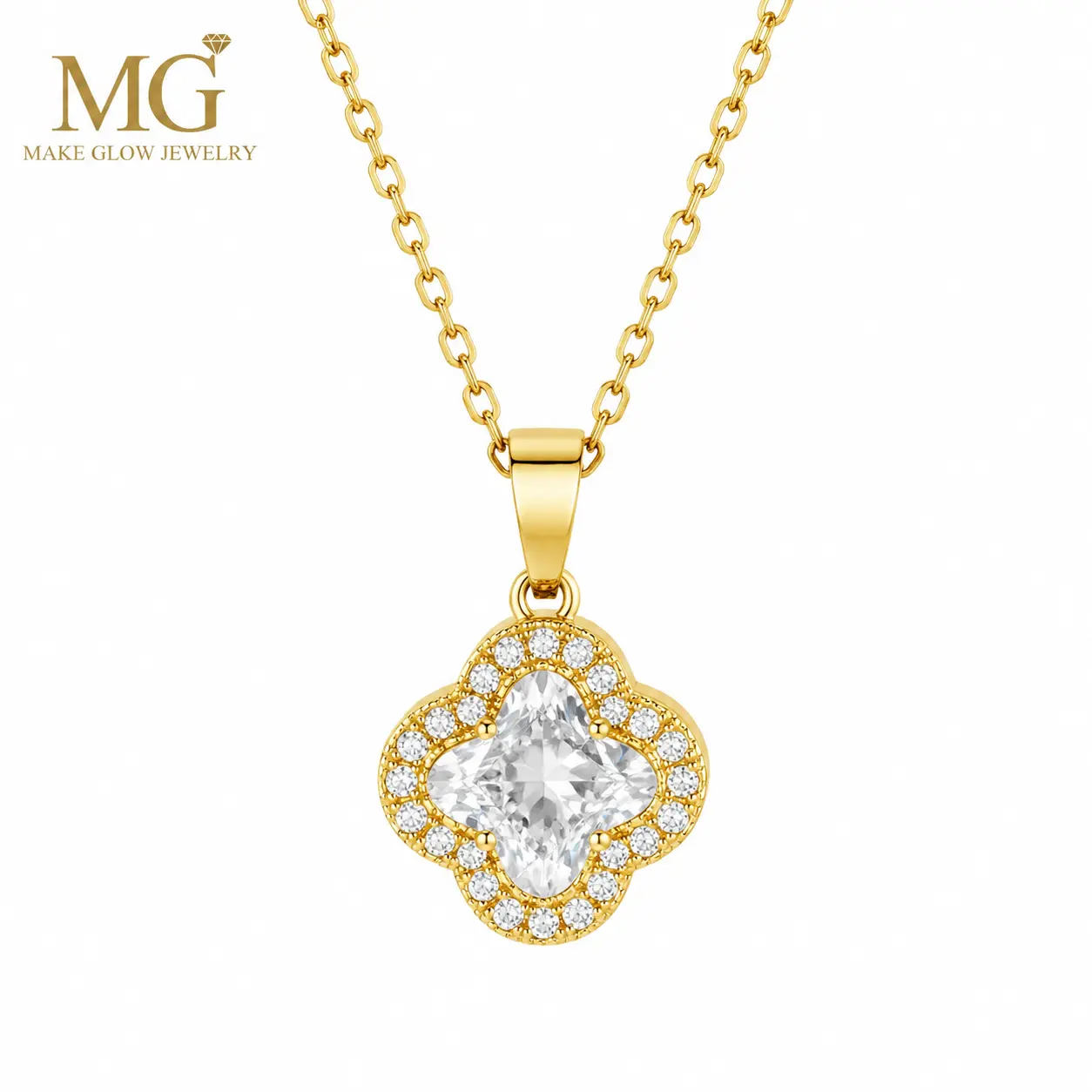 14K Gold Plated Clover Layered Necklace for Women - Clover Pendant Necklace