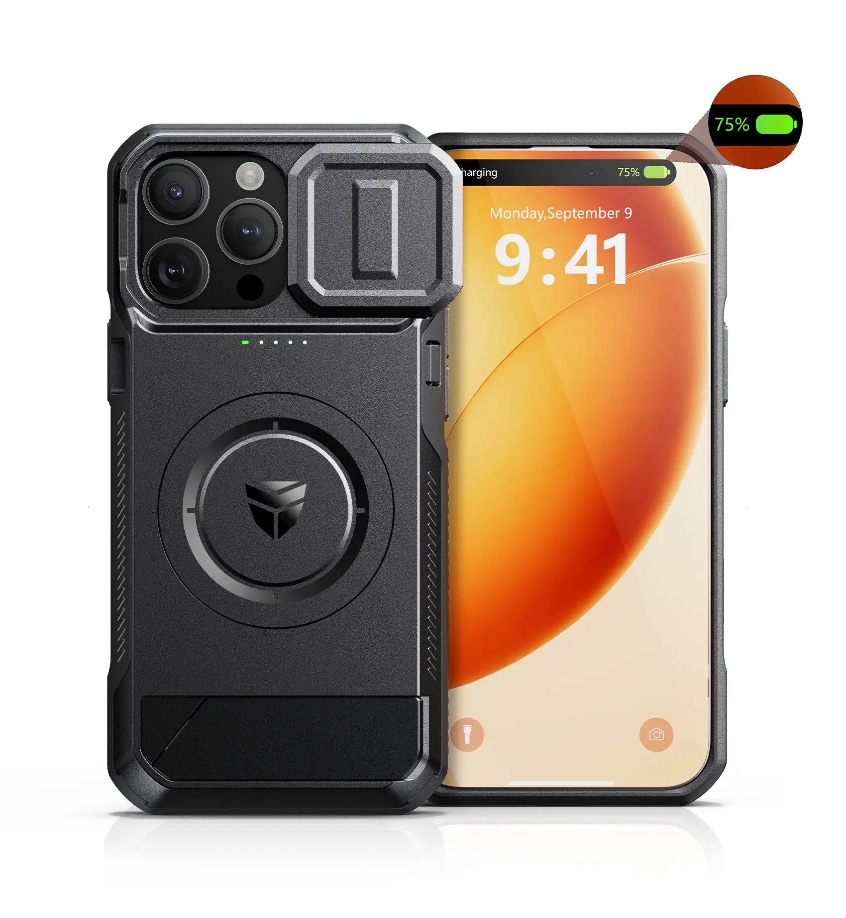 Dexnor 6-in-1 Battery Case for iPhone 16 Pro Max, +50% Extra Battery Life Ultra-Light Portable Charging Case Magnetic Shockproof Protective Charger Cover with Slide Camera Cover & Kickstand