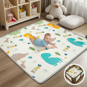 Foldable Waterproof XPE Foam Baby Play Mat with Raised Alphabets-Raised Letters, Compact Fold, Safe Reversible Portable Playpen Mat for Babies, Ideal for Tummy Time