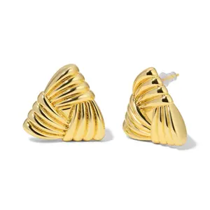 Trinity Earrings - Gold-Toned Triangle Design Jewelry Piece