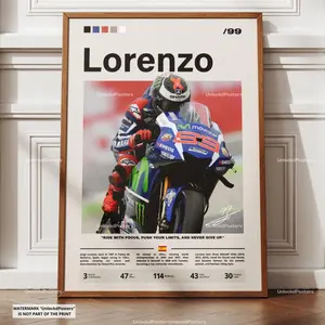 Jorge Lorenzo Poster, Lorenzo Yamaha Wall Art, Framed Lorenzo MotoGP Print, Motorsport Grand Prix Decor, Lorenzo MotoGP, Moto Racing Artwork