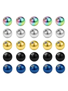 10 Pieces Mix Colors Stainless Steel Replacement Balls Body Jewelry Piercing Barbell Parts 16G 14G Ball Top Bead Accessory