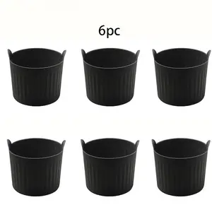 6pcs Set Black Silicone Deep Fryer Baking Cupcake Pan - Non-Stick and Food Grade, Perfect for Eggs, Cupcakes, Muffins, Puddings, Tarts, Custard - Versatile Kitchen Accessory for Healthy Cooking