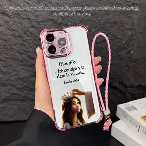 Princess Crown & Bible Design with Lanyard Phone Case for iPhone Samsung Galaxy 17Pro Max Air 16 15Plus 14 13 12 11 XR XS S25 S24 S23 S22 Lightweight Drop-Proof Shockproof Anti-Drop with Wrist Strap Shockproof Bumper NN83