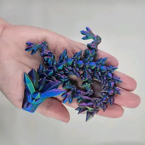 Cinderwing Designs Baby Crystal Dragon 3D Printed Figurine, 6 Inches Long, Available in Various Colors