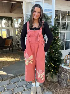 High Hopes Flower Patch Overalls - BURGENDY