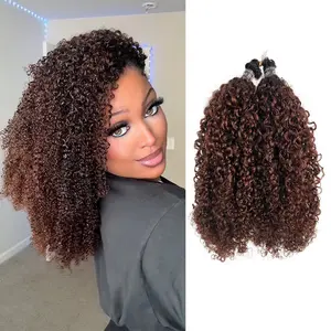 #T1B/4 Medium Brown Multi-Textured Kinky Curly Human Crochet Hair with Dark Roots Kinky Curly Feather Hair Extensions #T1B/4 Medium Brown Afro Kinky Curly Crochet Human Hair With Dark Roots Tight Curly Human Hair Feather Crochet Hair Extensions
