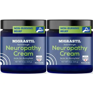 2 Bottles Migrastil Neuropathy Cream - Soothing Cream for Feet, Legs, Hands, Etc. Aloe Shea Butter Gentle Clove Moisturizing Body Care Daily