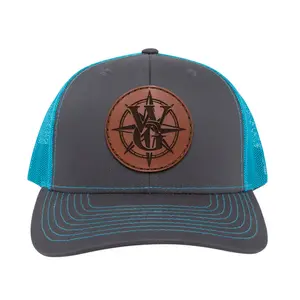 Teal & Grey Snapback with Round Leather Logo Patch