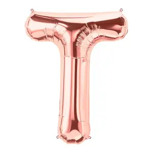 T-Shaped Rose Gold Letter 34" Mylar Balloon