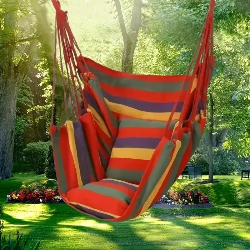 Portable Outdoor Hanging Chair, 1 Count Comfortable Durable Hanging Chair, Hanging Chair for Outdoor, Home, Bedroom, Yard, Stripe Pattern Hammock