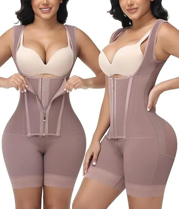 Fajas Colombianas （Black: no crotch zipper, purple has）Full Body Shapewear For Women Tummy Control Body Shaper With Zipper And Hooks