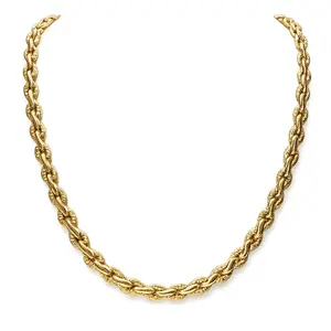 Vintage Gold-Plated Twisted Rope Chain Necklace - Minimalist Cuban Link Choker, Waterproof Everyday Costume Jewelry Gift for Women