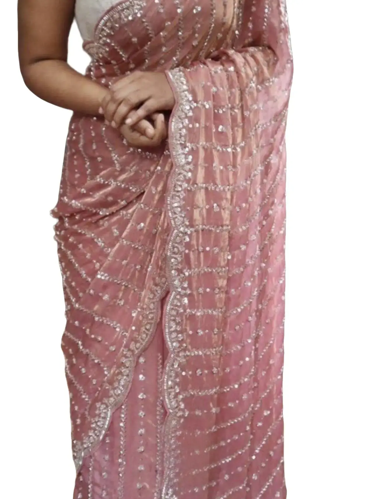 Indian Wedding Space Silk Saree with Handwork - Elegant Design for Stylish Wear Lightweight Womenswear