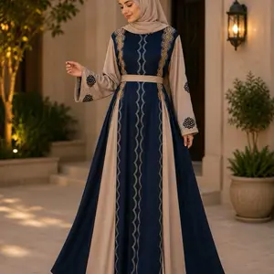 Women's 1-Piece Dubai Luxury Abaya with matching hijab and belt
