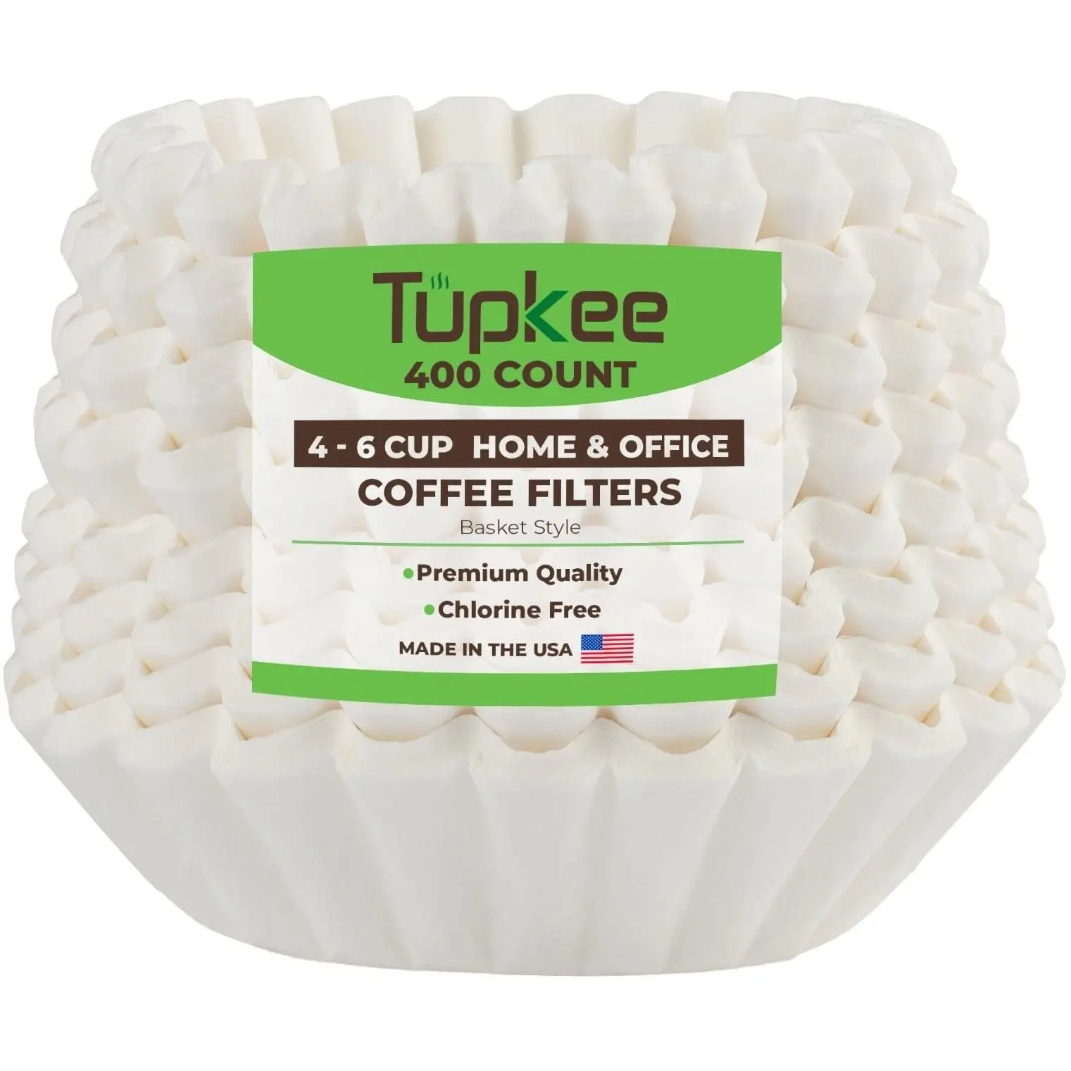 Coffee Filters for 4-6 Cup Coffee Makers – Junior Basket Style, White Paper, Chlorine-Free, 5 Cup Coffee Filter, Made in USA, 6.88" x 3.07"