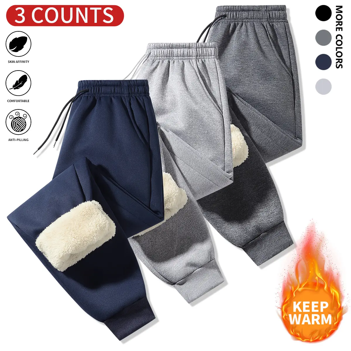 Men's Windproof Warm Fleece Outdoor Pants - Mensfashion, Weather-Resistant, Multi-Sport, Durable Pockets for Skiing, Hiking, Warmth, Durable Fabric Men's Pants, Fleece Blend Men's Pants