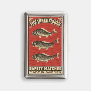 The Three Fishes 100s or King Size Case Storage Box Card Holder Metal Wallet