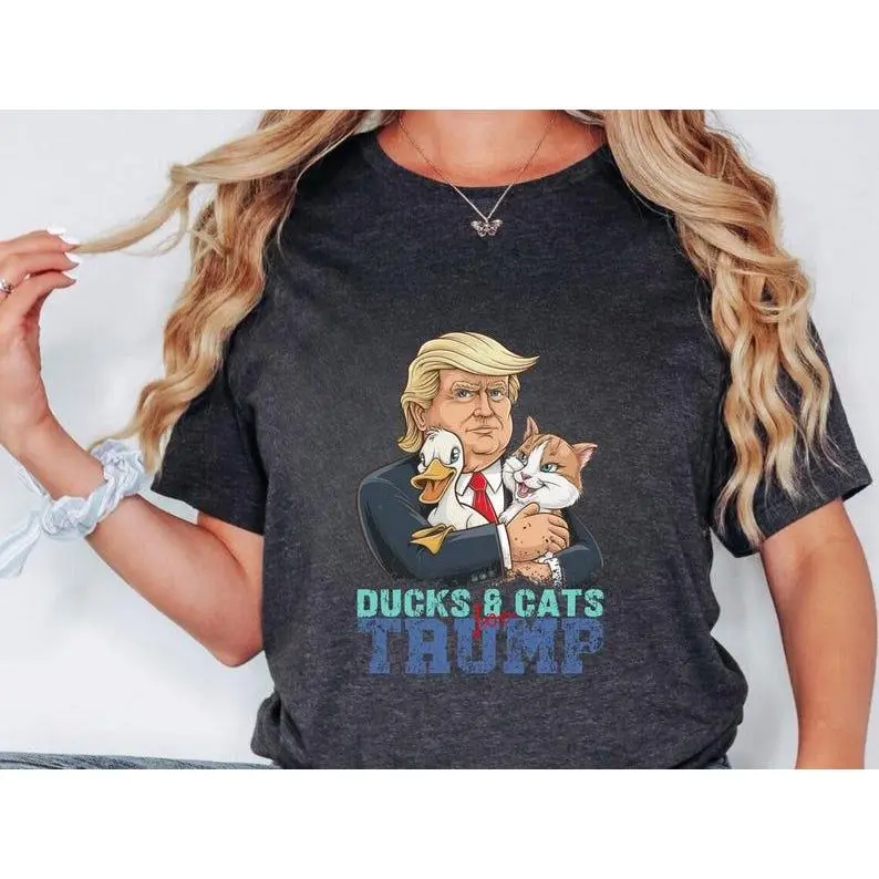 Ducks and Cats For Trum T-Shirt, MAGA Shirt, Pet Mom for Trup, Trum 2024, Cat Mama Shirt, Trum Vance Merch