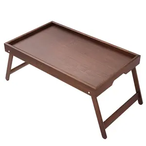 Portable Multifunctional Bamboo Laptop Desk - Foldable Legs, Snack Tray, Computer Stand for Bed and Sofa Use