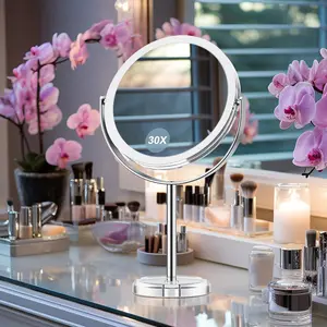 Upgraded 1X/30X Vanity Makeup Mirror With Detachable Stand, 360° Rotatable Magnifying Mirror, Travel Essential, Portable For Room Decor, Perfect For Precise Beauty & Skincare, Teen Girls Trendy Gift For Birthday, Christmas