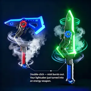 2-in-1 Cool Glow Battle Axe Laser Sword, Dual Shape Kids Shooting Play Toy, Buy One Get One Value Pack, Perfect Holiday Birthday Gift For Boys Role Playing Entertainment