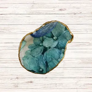 "Small Hydrangea " Decoupage Oyster Shell Ring Dish
